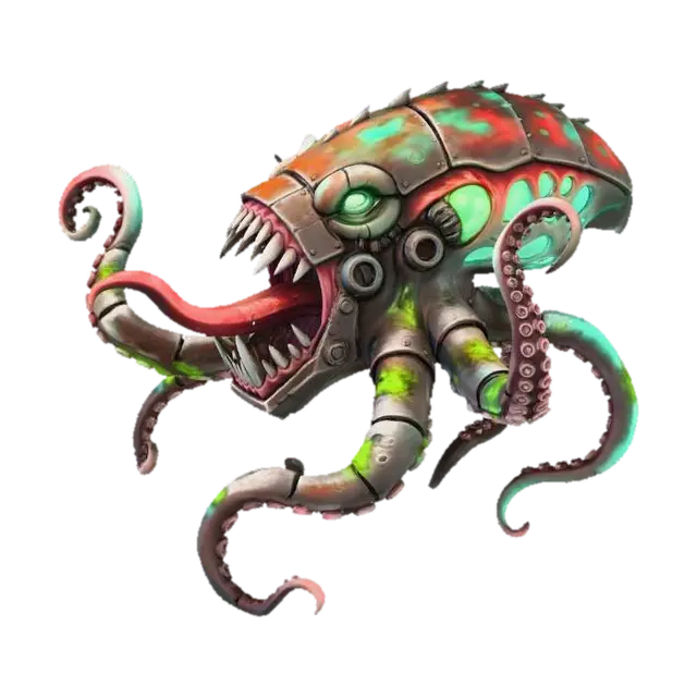 Abyssal Mech-Kraken 3D model, vytvořený pomocí AI