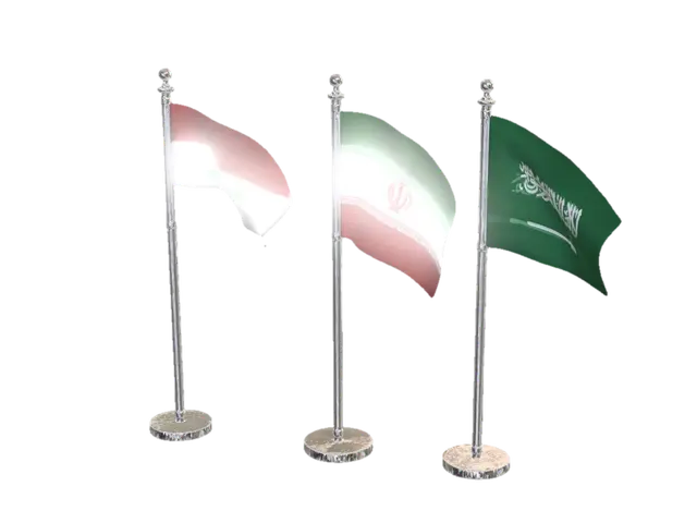 3D model for Flags of Iran, Iraq and Saudi Arabia