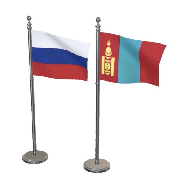 Flags of Russia and Mongolia 3D-model, gegenereerd door AI