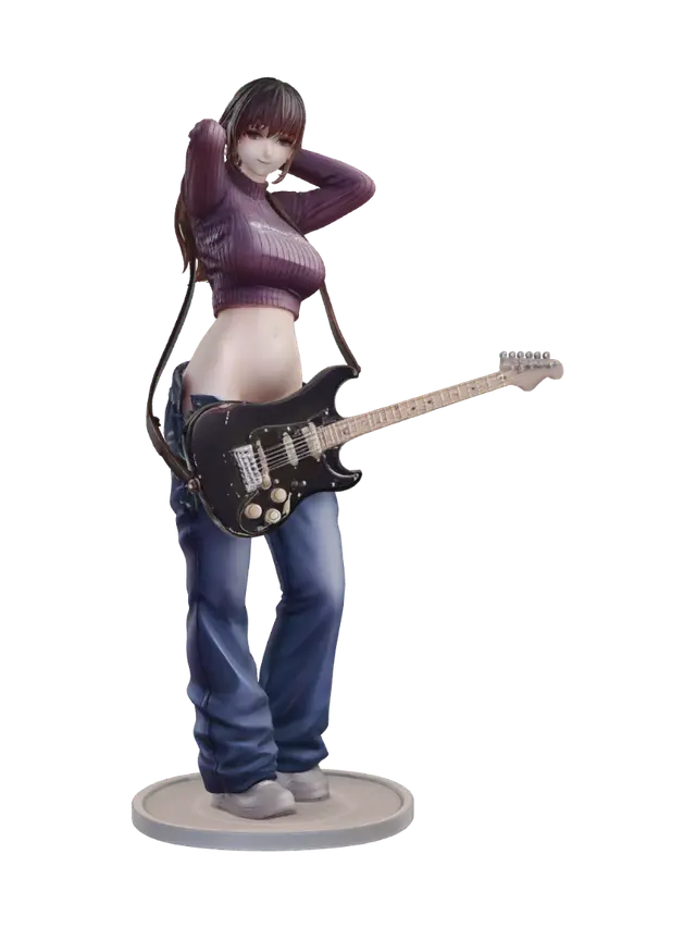 3D model for Guitar Girl in Purple Knit