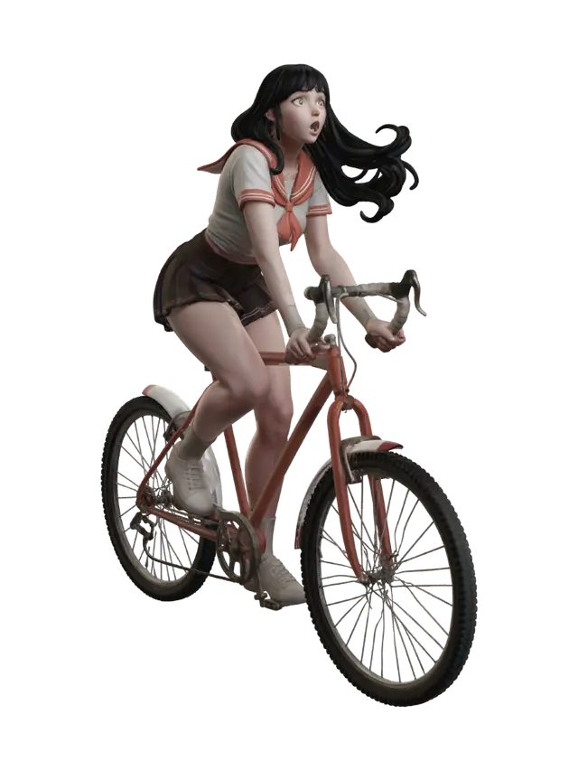 3D model for Astonished Rider on an Orange Bicycle