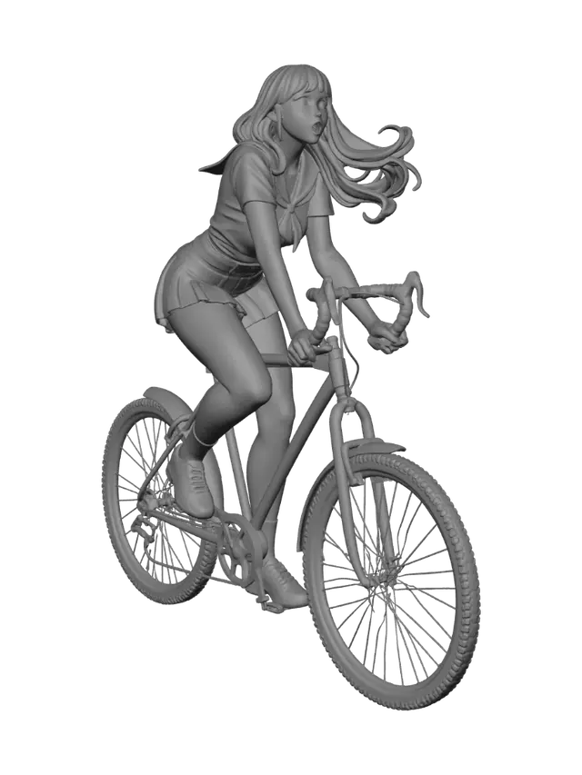 3D model for Astonished Rider on an Orange Bicycle