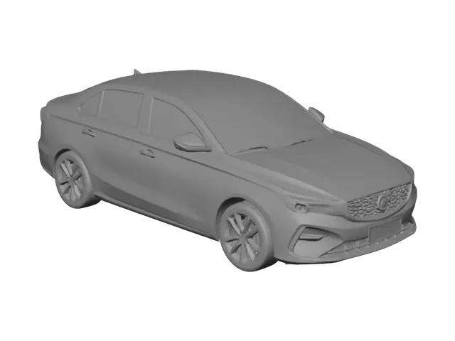 3D model for Blue four-door sedan three-quarter front view
