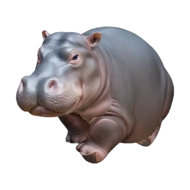 mo dang the baby hippo-3D-modell, genererad av AI