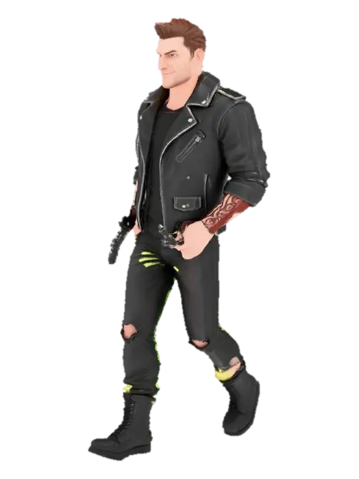 villain human walking the streets , the character is like a gta guy 3D model, vytvořený pomocí AI