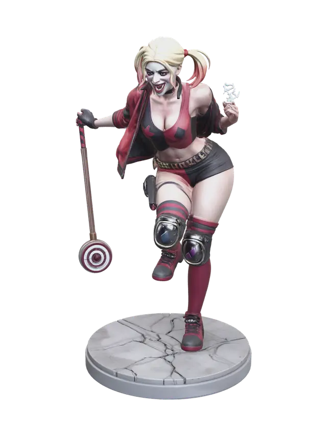 Low-Poly Harley Quinn 3D model, vytvořený pomocí AI