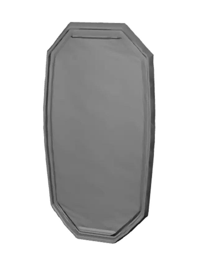 3D model for Create a game-ready low-poly futuristic energy shield as a single 3D asset. Shape: slightly curved vertical rectangle with rounded corners, 1.8m tall, 1.0m wide, 0.03m thick. Transparent blue holographic material with 75–90% opacity, cyan emissive glow, brighter glowing edges, and subtle Fresnel effect. Surface features a repeating hexagonal lattice (6–8cm cells), thin glowing outlines, transparent centers, faint energy flow lines, circuit patterns, and small glowing nodes. Clean topology (500–1500 triangles), single mesh, centered pivot, proper UVs, PBR textures (Base Color, Emissive, Opacity, Normal, Roughness). No characters, frame, environment, or scene elements.