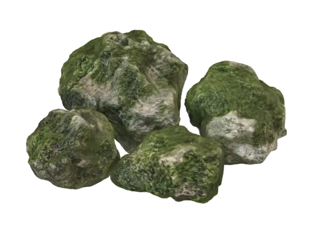 Mossy Rocks-3D-modell, genererad av AI
