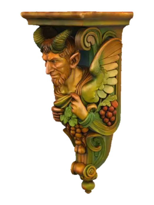 Horned Sylvan Console - Corbel 3D model, vytvořený pomocí AI