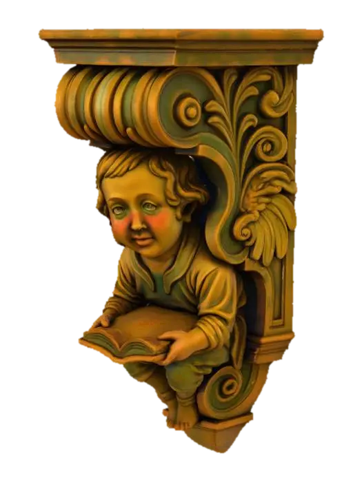 Cherubic Scholar 3D model, vytvořený pomocí AI