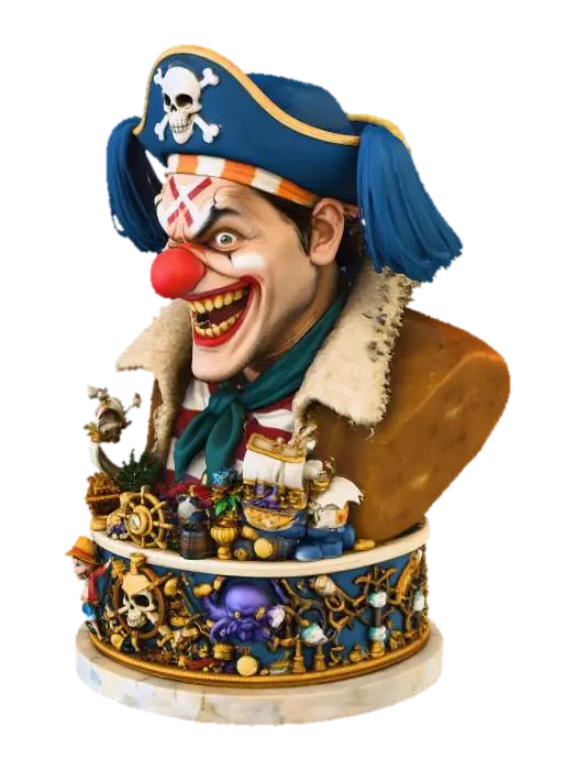 Pirate Clown - Luffy 3D model, vytvořený pomocí AI