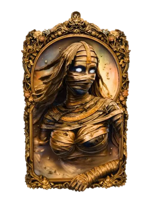 Gilded Tomb Guardian - Wallmounted 3D model, vytvořený pomocí AI