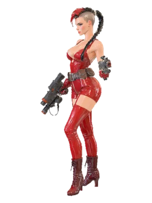 Woman in Red - Caricature 3D model, vytvořený pomocí AI