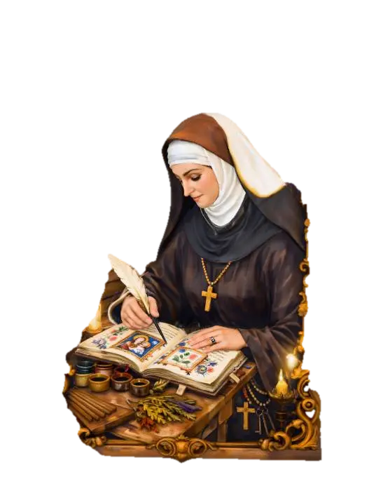 Modello 3D Nun Scribe, generato dall’IA