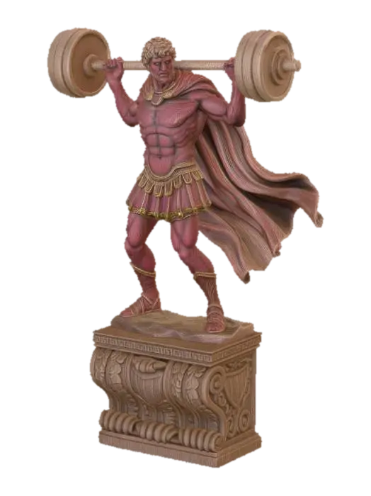 Hercules Lifting the Barbell 3D model, vytvořený pomocí AI