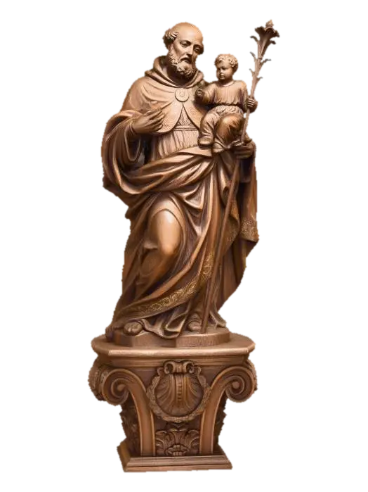 Wooden Joseph and Child 3D model, vytvořený pomocí AI