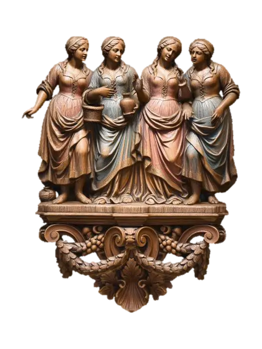 Four Maidens - Corbel 3D model, vytvořený pomocí AI