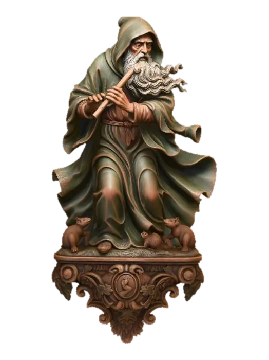Flute Playing Sage - Musician 3D model, vytvořený pomocí AI