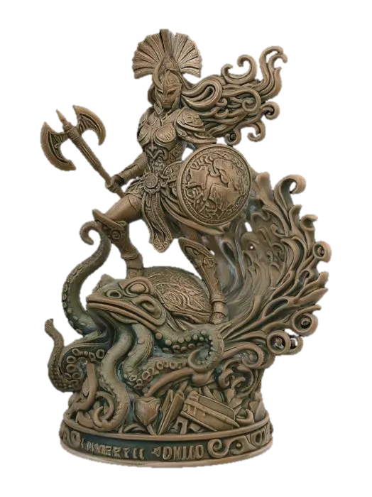 Valkyrie_of_the_Kraken 3D model, vytvořený pomocí AI