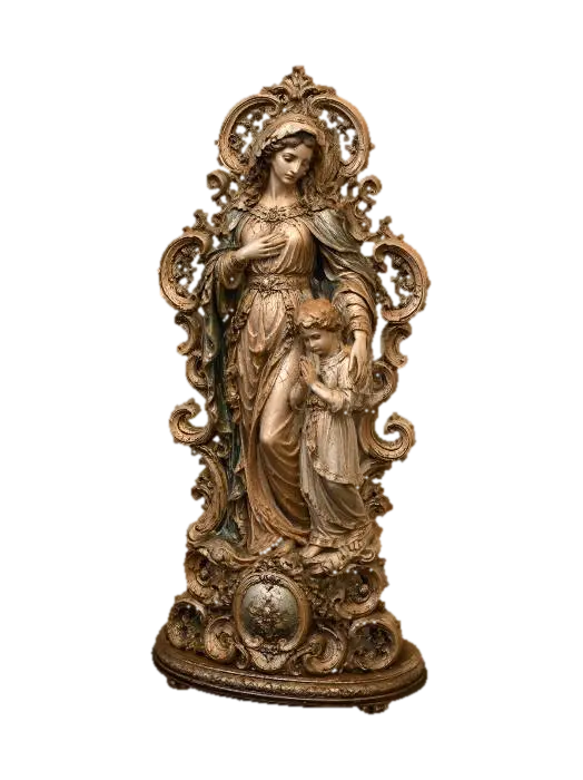 Modelo 3D de Madonna and Child in Ornate Baroque Sculpture - Rococo, gerado por IA