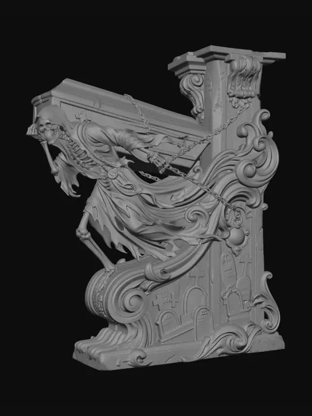 Gravestone Roccoco Free Coffin 3D Models - Download Instantly | Meshy