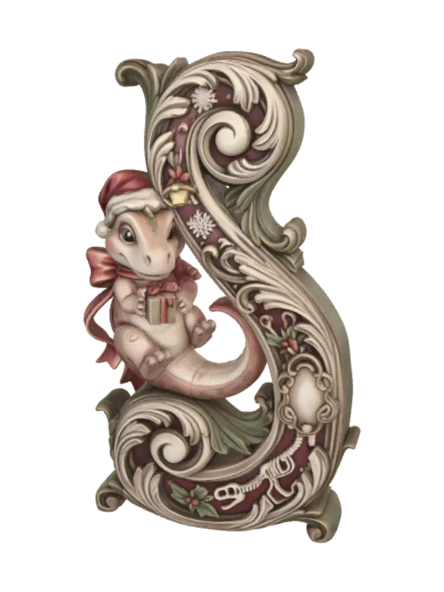 Hyper-realistic wooden carved Rococo–Art Nouveau caricatural chibi statue of an… - Santahat 3D model, vytvořený pomocí AI