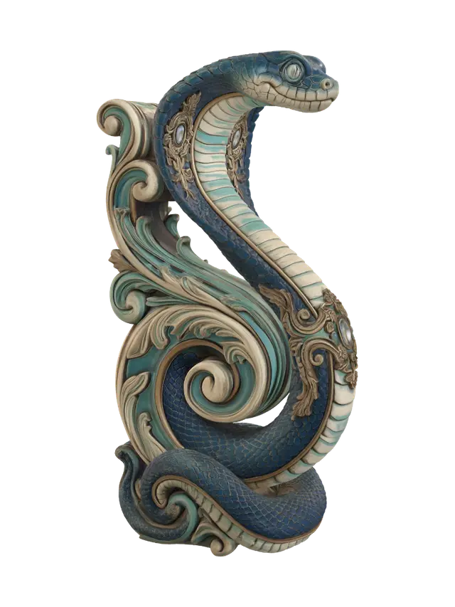 Modelo 3D de Transform a smiling anthropomorphic blue cobra with exaggerated expressive eyes… - Consolepillar, gerado por IA