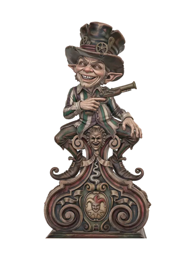 goblin jester - Polishedwood 3D model, vytvořený pomocí AI
