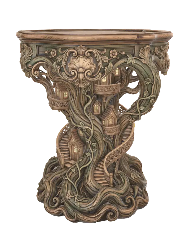 Modelo 3D de treehouse table - Artnouveau, gerado por IA