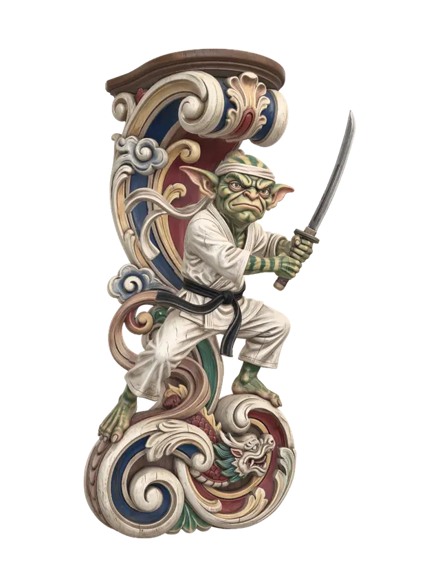 katana gremlin 3D model, vytvořený pomocí AI