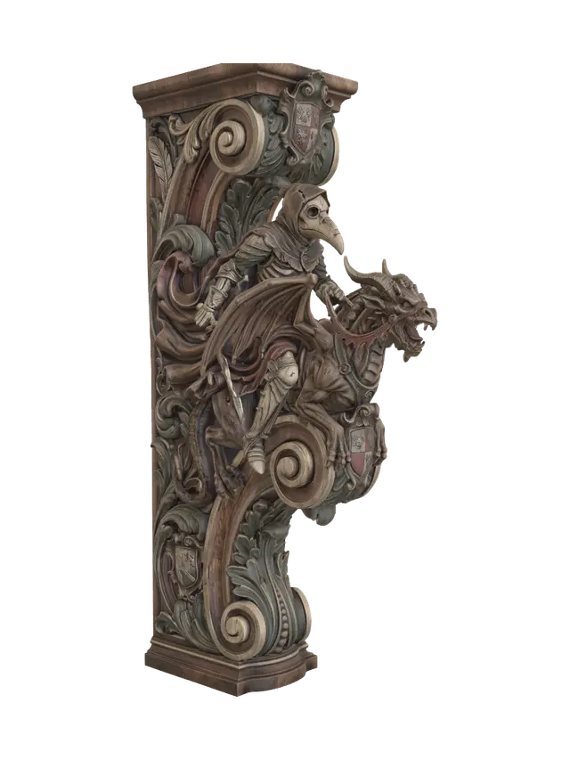 plague rider atlant - Corbel 3D model, vytvořený pomocí AI