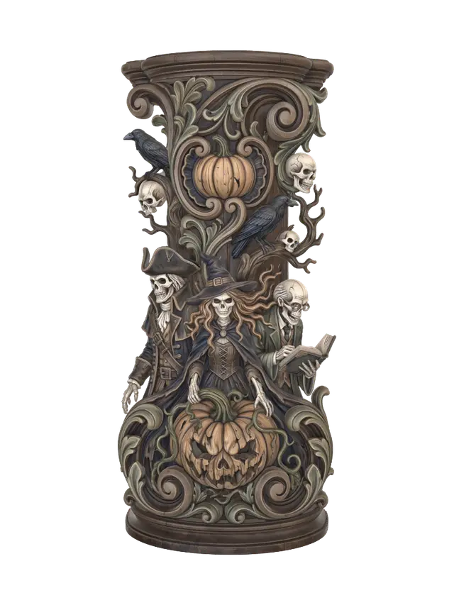 skeletal halloween trio 3D model, vytvořený pomocí AI