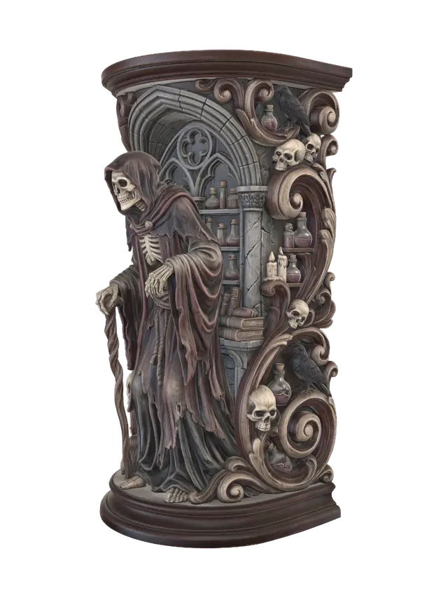 skeletal alchemist 3D model, vytvořený pomocí AI