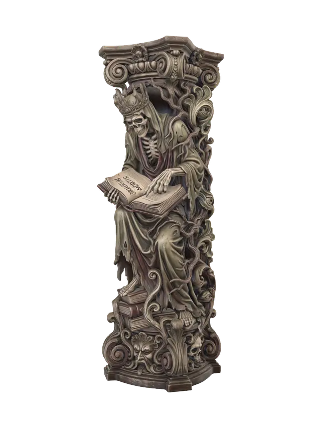 skeletal king of books 3D model, vytvořený pomocí AI