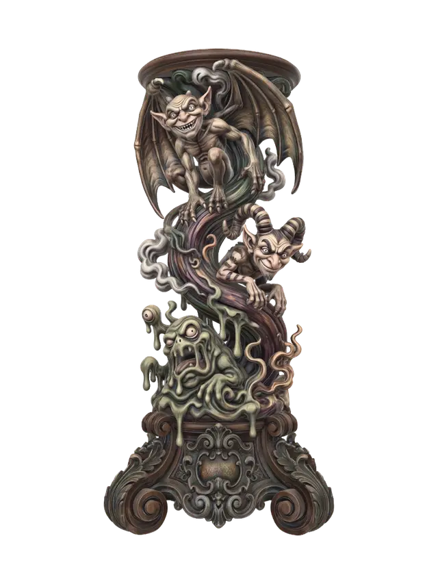 monsters trio pedestal - Gremlin 3D model, vytvořený pomocí AI
