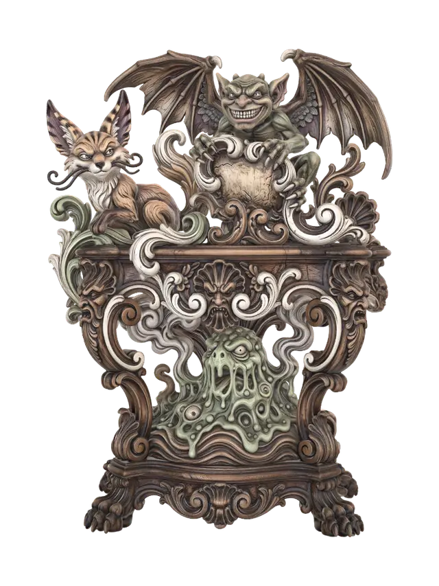 monsters trio wall table - Gremlin 3D model, vytvořený pomocí AI