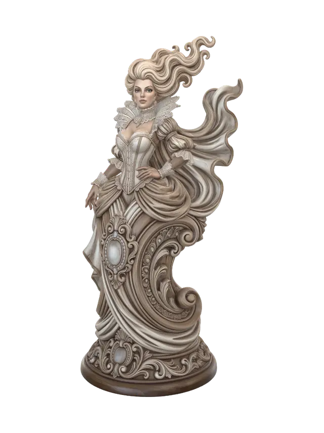 victorian emma frost - Polishedwood 3D model, vytvořený pomocí AI