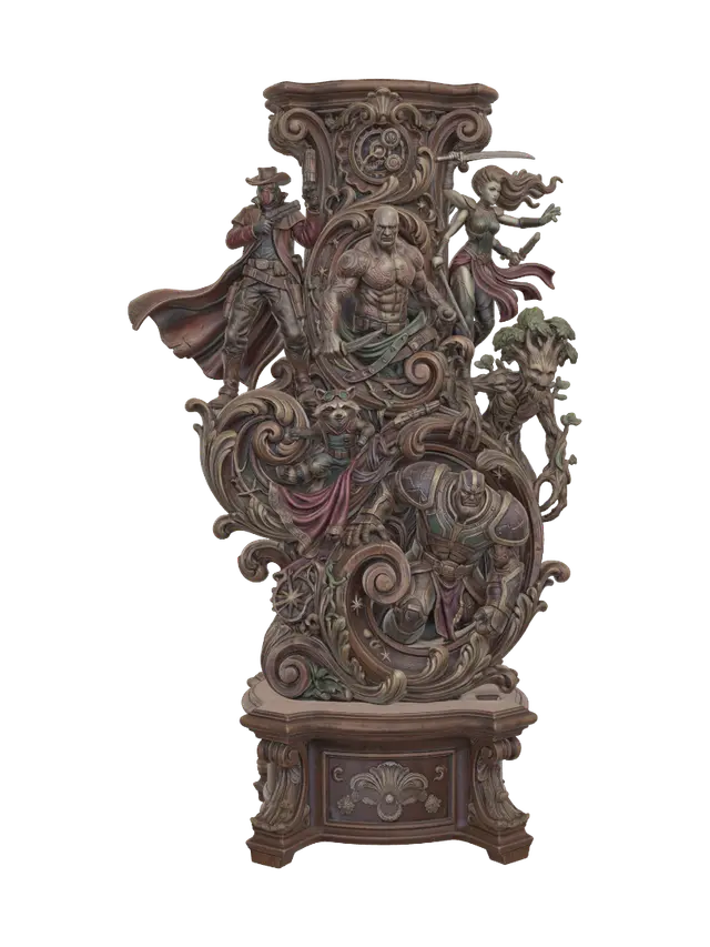 victorian galactic outlaws - Raccoon 3D model, vytvořený pomocí AI