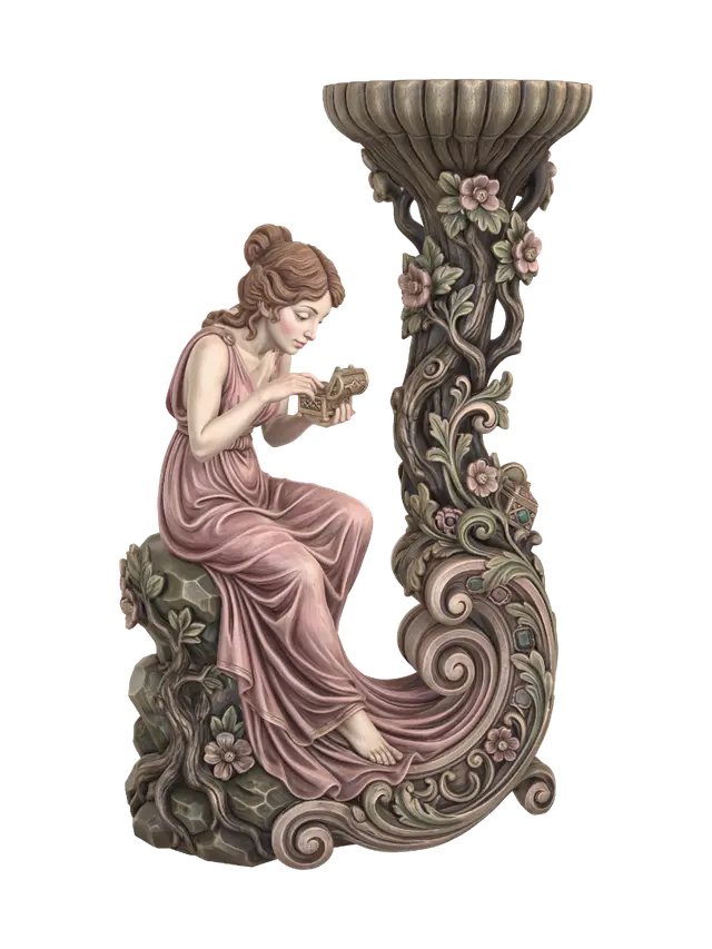 psyche opening the golden box - Polychrome-3D-modell, genererad av AI