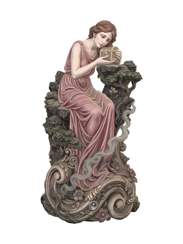 psyche opening the golden box 2 - Polychrome-3D-modell, genererad av AI