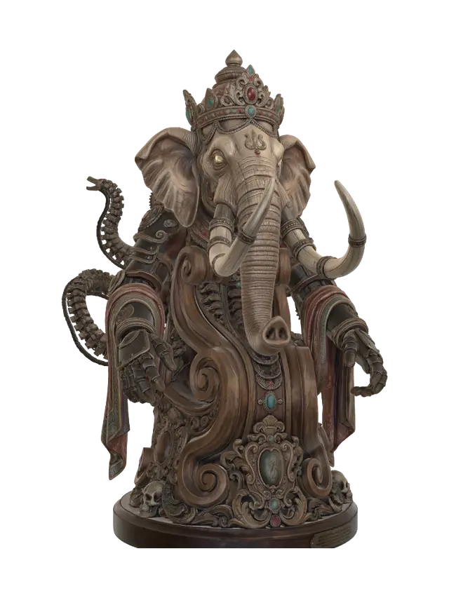 Modelo 3D de dystopian ganesha 2 - Artnouveau, gerado por IA