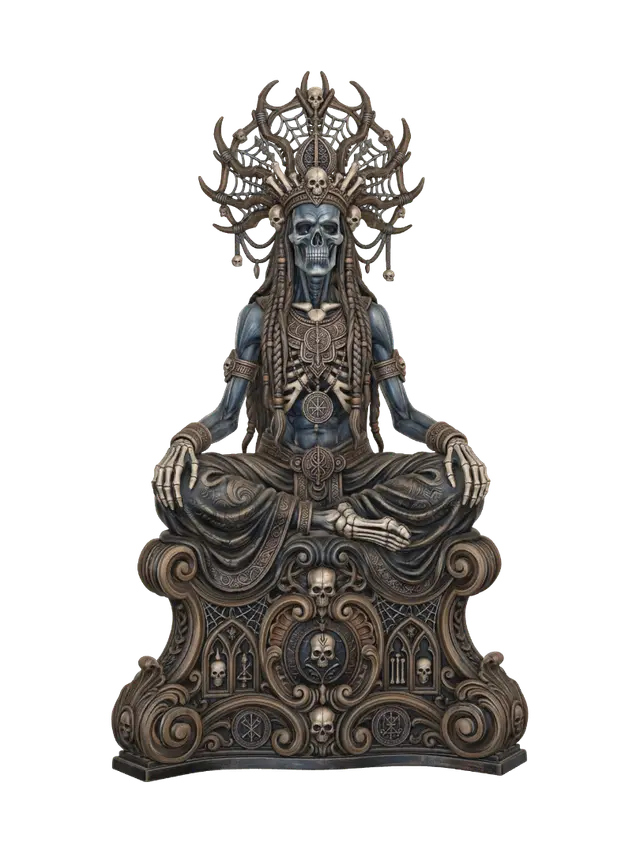 skeletal mystic - Woodcarving 3D model, vytvořený pomocí AI