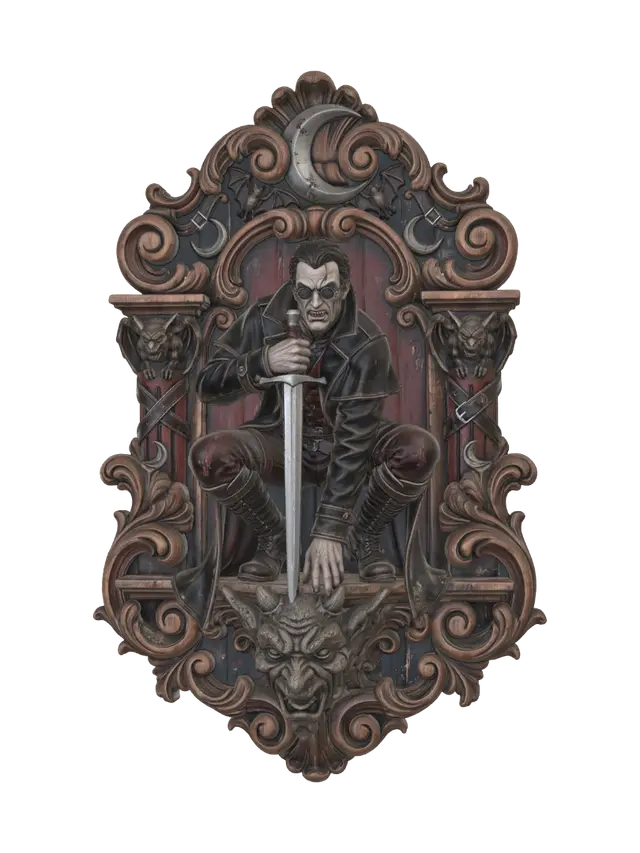victorian vampire hunter wall - Predatory 3D model, vytvořený pomocí AI