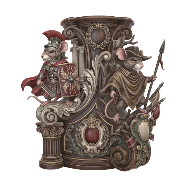 a night in the mouse museum heroes - Warriors 3D model, vytvořený pomocí AI