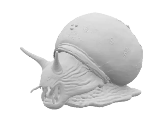 3D model for Horror snail monster. Grotesque, pumped veins, sharp teeth, mold all over it, very ugly. Ultra realistic, Highly detailed.