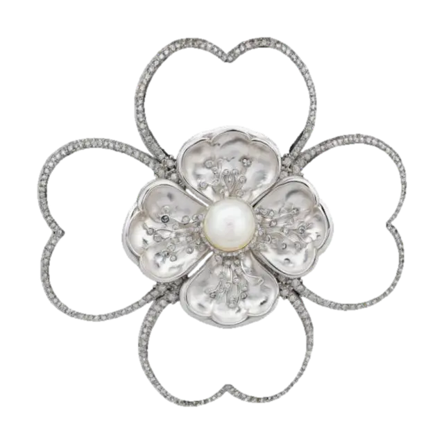 Elegant Floral Brooch 3D model, vytvořený pomocí AI