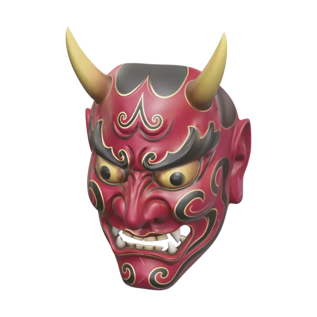 Ornate Kabuki Mask 3D model, vytvořený pomocí AI