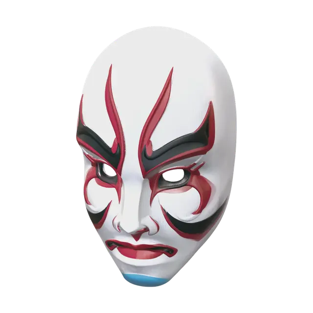 Realistic Kabuki Mask 3D model, vytvořený pomocí AI