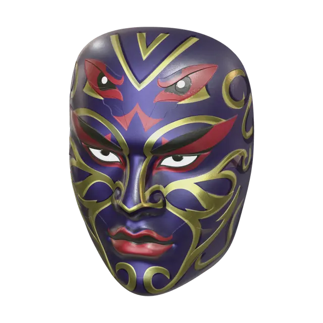 Low-Poly Kabuki Mask 3D model, vytvořený pomocí AI