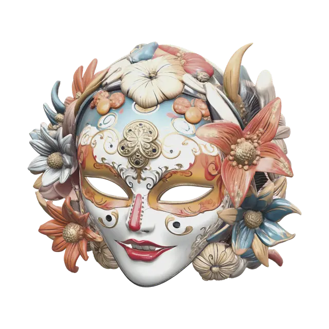 Low-Poly Kabuki Mask 3D model, vytvořený pomocí AI